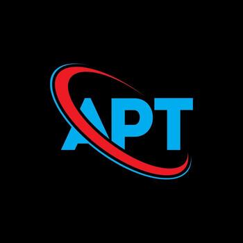 APT logo. APT letter. APT letter logo design. Initials APT logo linked with circle and uppercase monogram logo. APT typography for technology, business and real estate brand. vector