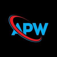 APW logo. APW letter. APW letter logo design. Initials APW logo linked with circle and uppercase monogram logo. APW typography for technology, business and real estate brand. vector