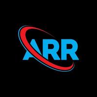 logotipo de arr. ar carta. diseño del logotipo de la letra arr. logotipo de iniciales arr vinculado con círculo y logotipo de monograma en mayúsculas. tipografía arr para tecnología, negocios y marca inmobiliaria. vector