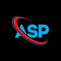 logotipo de áspid carta de áspid diseño de logotipo de letra asp. logotipo de iniciales asp vinculado con círculo y logotipo de monograma en mayúsculas. tipografía asp para tecnología, negocios y marca inmobiliaria. vector