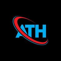 logotipo de at. letra ath. diseño del logotipo de la letra ath. logotipo de iniciales ath vinculado con círculo y logotipo de monograma en mayúsculas. tipografía ath para tecnología, negocios y marca inmobiliaria. vector