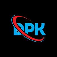 logotipo de dpk. carta dpk. diseño del logotipo de la letra dpk. logotipo de iniciales dpk vinculado con círculo y logotipo de monograma en mayúsculas. tipografía dpk para tecnología, negocios y marca inmobiliaria. vector