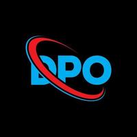 logotipo de dpo. carta dpo. diseño de logotipo de letra dpo. logotipo de iniciales dpo vinculado con círculo y logotipo de monograma en mayúsculas. tipografía dpo para tecnología, negocios y marca inmobiliaria. vector