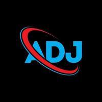 ADJ logo. ADJ letter. ADJ letter logo design. Initials ADJ logo linked with circle and uppercase monogram logo. ADJ typography for technology, business and real estate brand. vector