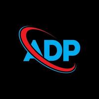 logotipo de adp. carta adp. diseño de logotipo de letra adp. logotipo de adp de iniciales vinculado con círculo y logotipo de monograma en mayúsculas. tipografía adp para tecnología, negocios y marca inmobiliaria. vector