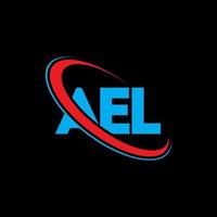 logotipo de ael. ael carta. diseño del logotipo de la letra ael. logotipo de las iniciales ael vinculado con el círculo y el logotipo del monograma en mayúsculas. tipografía ael para marca tecnológica, comercial e inmobiliaria. vector