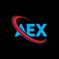 logotipo de ex. letra aexa. diseño del logotipo de la letra aex. logotipo de iniciales aex vinculado con círculo y logotipo de monograma en mayúsculas. tipografía aex para tecnología, negocios y marca inmobiliaria. vector