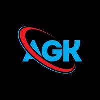 logotipo de AGK. carta agg. diseño del logotipo de la letra agk. logotipo de las iniciales agk vinculado con un círculo y un logotipo de monograma en mayúsculas. tipografía agk para tecnología, negocios y marca inmobiliaria. vector