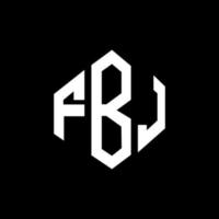 FBJ letter logo design with polygon shape. FBJ polygon and cube shape logo design. FBJ hexagon vector logo template white and black colors. FBJ monogram, business and real estate logo.