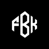 FBK letter logo design with polygon shape. FBK polygon and cube shape logo design. FBK hexagon vector logo template white and black colors. FBK monogram, business and real estate logo.