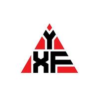 Diseño de logotipo de letra triangular yxf con forma de triángulo. monograma de diseño del logotipo del triángulo yxf. Plantilla de logotipo de vector de triángulo yxf con color rojo. logotipo triangular yxf logotipo simple, elegante y lujoso.