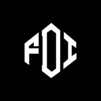 FDI letter logo design with polygon shape. FDI polygon and cube shape logo design. FDI hexagon vector logo template white and black colors. FDI monogram, business and real estate logo.