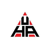 UHA triangle letter logo design with triangle shape. UHA triangle logo design monogram. UHA triangle vector logo template with red color. UHA triangular logo Simple, Elegant, and Luxurious Logo.