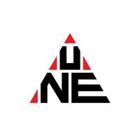 UNE triangle letter logo design with triangle shape. UNE triangle logo design monogram. UNE triangle vector logo template with red color. UNE triangular logo Simple, Elegant, and Luxurious Logo.