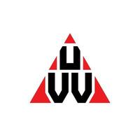 UVV triangle letter logo design with triangle shape. UVV triangle logo design monogram. UVV triangle vector logo template with red color. UVV triangular logo Simple, Elegant, and Luxurious Logo.