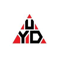 UYD triangle letter logo design with triangle shape. UYD triangle logo design monogram. UYD triangle vector logo template with red color. UYD triangular logo Simple, Elegant, and Luxurious Logo.