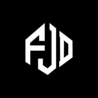 FJD letter logo design with polygon shape. FJD polygon and cube shape logo design. FJD hexagon vector logo template white and black colors. FJD monogram, business and real estate logo.