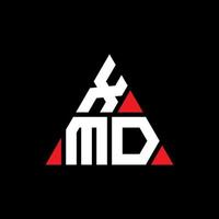 diseño de logotipo de letra triangular xmd con forma de triángulo. monograma de diseño del logotipo del triángulo xmd. plantilla de logotipo de vector de triángulo xmd con color rojo. logotipo triangular xmd logotipo simple, elegante y lujoso.