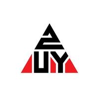 ZUY triangle letter logo design with triangle shape. ZUY triangle logo design monogram. ZUY triangle vector logo template with red color. ZUY triangular logo Simple, Elegant, and Luxurious Logo.