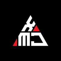XMJ triangle letter logo design with triangle shape. XMJ triangle logo design monogram. XMJ triangle vector logo template with red color. XMJ triangular logo Simple, Elegant, and Luxurious Logo.