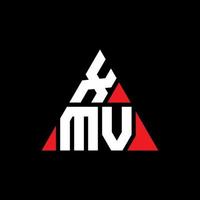 diseño de logotipo de letra triangular xmv con forma de triángulo. monograma de diseño del logotipo del triángulo xmv. plantilla de logotipo de vector de triángulo xmv con color rojo. logotipo triangular xmv logotipo simple, elegante y lujoso.