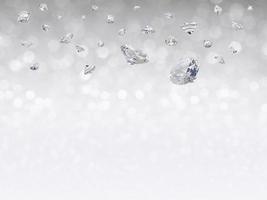 Dazzling diamond on white shining bokeh background. concept for selection best diamond gem design photo