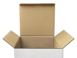 blank packaging boxes - open mockup, isolated on white background photo