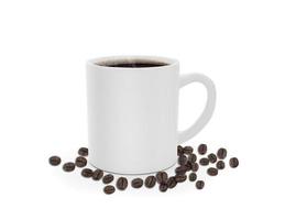 Coffee cup and beans on a white background photo