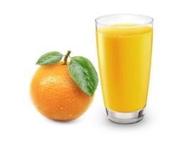 Fresh orange juice with fruits, isolated on white background photo