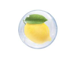 Fresh lemon, in bubble isolated on white background photo