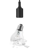 Broken bulb, isolated white background photo