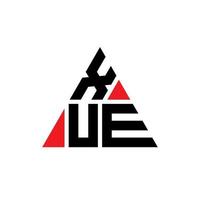 XUE triangle letter logo design with triangle shape. XUE triangle logo design monogram. XUE triangle vector logo template with red color. XUE triangular logo Simple, Elegant, and Luxurious Logo.