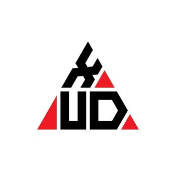 XUD triangle letter logo design with triangle shape. XUD triangle logo design monogram. XUD triangle vector logo template with red color. XUD triangular logo Simple, Elegant, and Luxurious Logo.