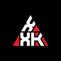 XXK triangle letter logo design with triangle shape. XXK triangle logo design monogram. XXK triangle vector logo template with red color. XXK triangular logo Simple, Elegant, and Luxurious Logo.