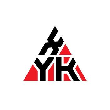 XYK triangle letter logo design with triangle shape. XYK triangle logo design monogram. XYK triangle vector logo template with red color. XYK triangular logo Simple, Elegant, and Luxurious Logo.