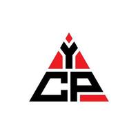 YCP triangle letter logo design with triangle shape. YCP triangle logo design monogram. YCP triangle vector logo template with red color. YCP triangular logo Simple, Elegant, and Luxurious Logo.