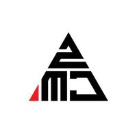 diseño de logotipo de letra triangular zmj con forma de triángulo. monograma de diseño del logotipo del triángulo zmj. plantilla de logotipo de vector de triángulo zmj con color rojo. logotipo triangular zmj logotipo simple, elegante y lujoso.