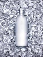 soda bottle cooled in ice photo