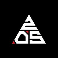 diseño de logotipo de letra triangular zos con forma de triángulo. monograma de diseño del logotipo del triángulo zos. plantilla de logotipo de vector de triángulo zos con color rojo. logo triangular zos logo simple, elegante y lujoso.