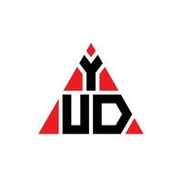 YUD triangle letter logo design with triangle shape. YUD triangle logo design monogram. YUD triangle vector logo template with red color. YUD triangular logo Simple, Elegant, and Luxurious Logo.