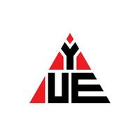 YUE triangle letter logo design with triangle shape. YUE triangle logo design monogram. YUE triangle vector logo template with red color. YUE triangular logo Simple, Elegant, and Luxurious Logo.