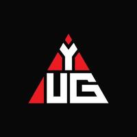 YUG triangle letter logo design with triangle shape. YUG triangle logo design monogram. YUG triangle vector logo template with red color. YUG triangular logo Simple, Elegant, and Luxurious Logo.