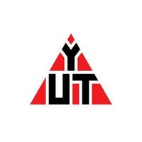 yut diseño de logotipo de letra triangular con forma de triángulo. yut monograma de diseño de logotipo de triángulo. yut plantilla de logotipo de vector de triángulo con color rojo. yut logotipo triangular logotipo simple, elegante y lujoso.