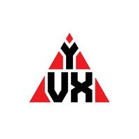 Diseño de logotipo de letra triangular yvx con forma de triángulo. monograma de diseño del logotipo del triángulo yvx. plantilla de logotipo de vector de triángulo yvx con color rojo. logotipo triangular yvx logotipo simple, elegante y lujoso.