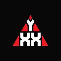 YXX triangle letter logo design with triangle shape. YXX triangle logo design monogram. YXX triangle vector logo template with red color. YXX triangular logo Simple, Elegant, and Luxurious Logo.