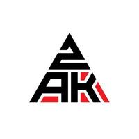 diseño de logotipo de letra de triángulo zak con forma de triángulo. monograma de diseño de logotipo de triángulo zak. plantilla de logotipo de vector de triángulo zak con color rojo. logo triangular zak logo simple, elegante y lujoso.