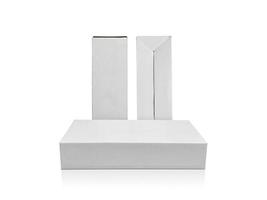 blank packaging white cardboard box isolated on white background ready for packaging design photo