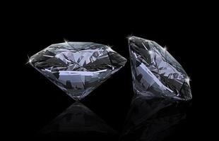 Dazzling diamond on black background photo