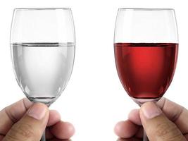 hand holding wine glass on a white background photo