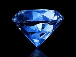 deslumbrantes piedras preciosas de diamante azul sobre fondo negro foto